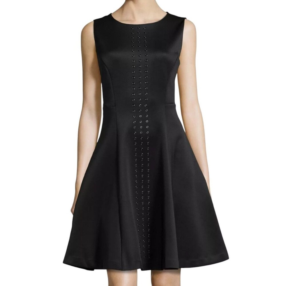 Philosophy Grommet Accent Fit and Flare Scuba Dress Black Size S Sleeveless